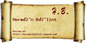 Hermán Bálint névjegykártya